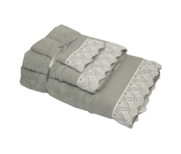 JG BANHO 3 PC 400G RENDA CINZA LISO4R