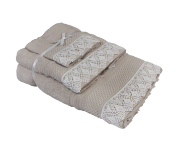 JG BANHO 3 PC 400G RENDA BEGE LISO4R
