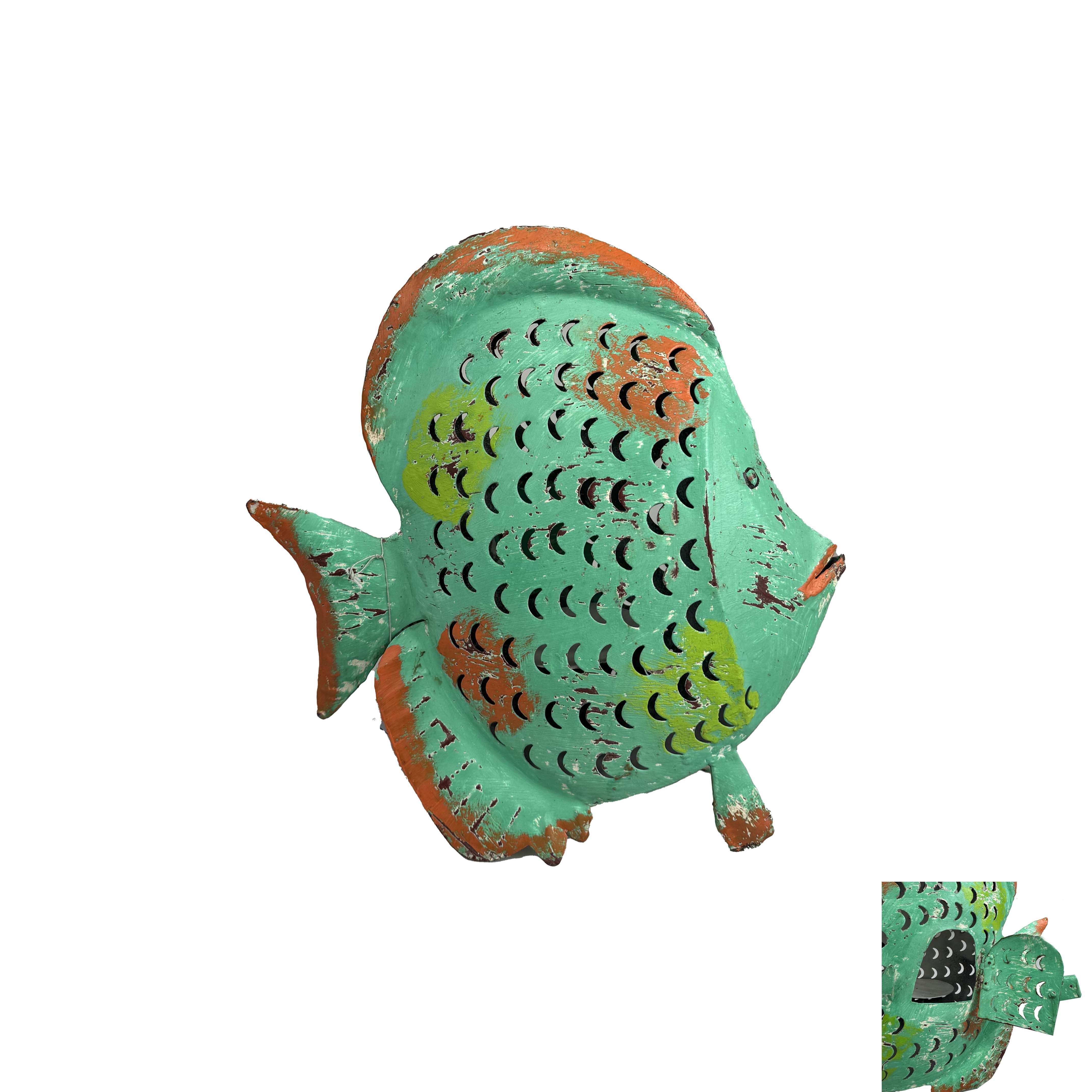 CASTICAL PEIXE MET VERDE 31x9x32cm 61321